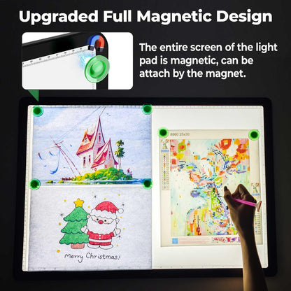 Zocelight Rechargeable A4 Tracing Light Box with Padded Case,Ultra Bright Led Light Pad with Physical Button,Wireless Light Board for Diamond Painting,Dimmable 9000LUX Lightbox for Tracing and Drawing