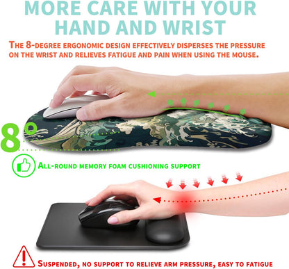 Ergonomic Mouse Pad Wrist Support with Memory Foam Massage Bulge, Carpal Tunnel Pain Relief Mousepad Wrist Rest for Mouse(12x8 inch, Silver Gray Light Purple)
