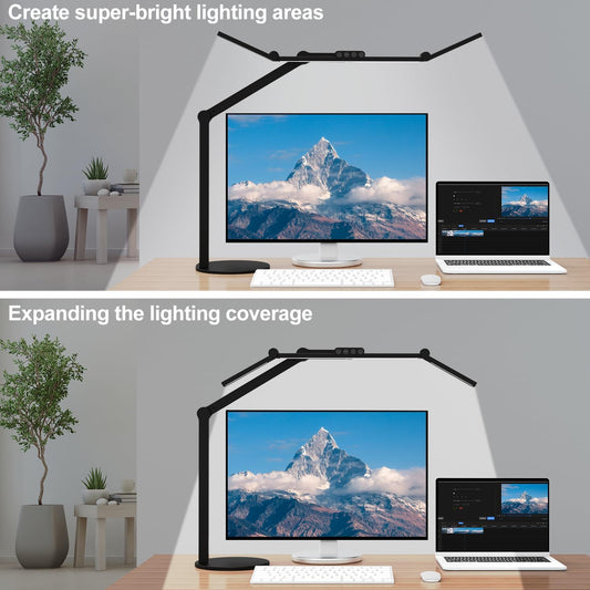 Micomlan Architect Desk Lamp for Home Office, 24W Adjustable Led Desk Light with Remote, 1500LM Bright Dimmable Computer Table Light Rotatable Office Lamp with Base for Cafting Monitor