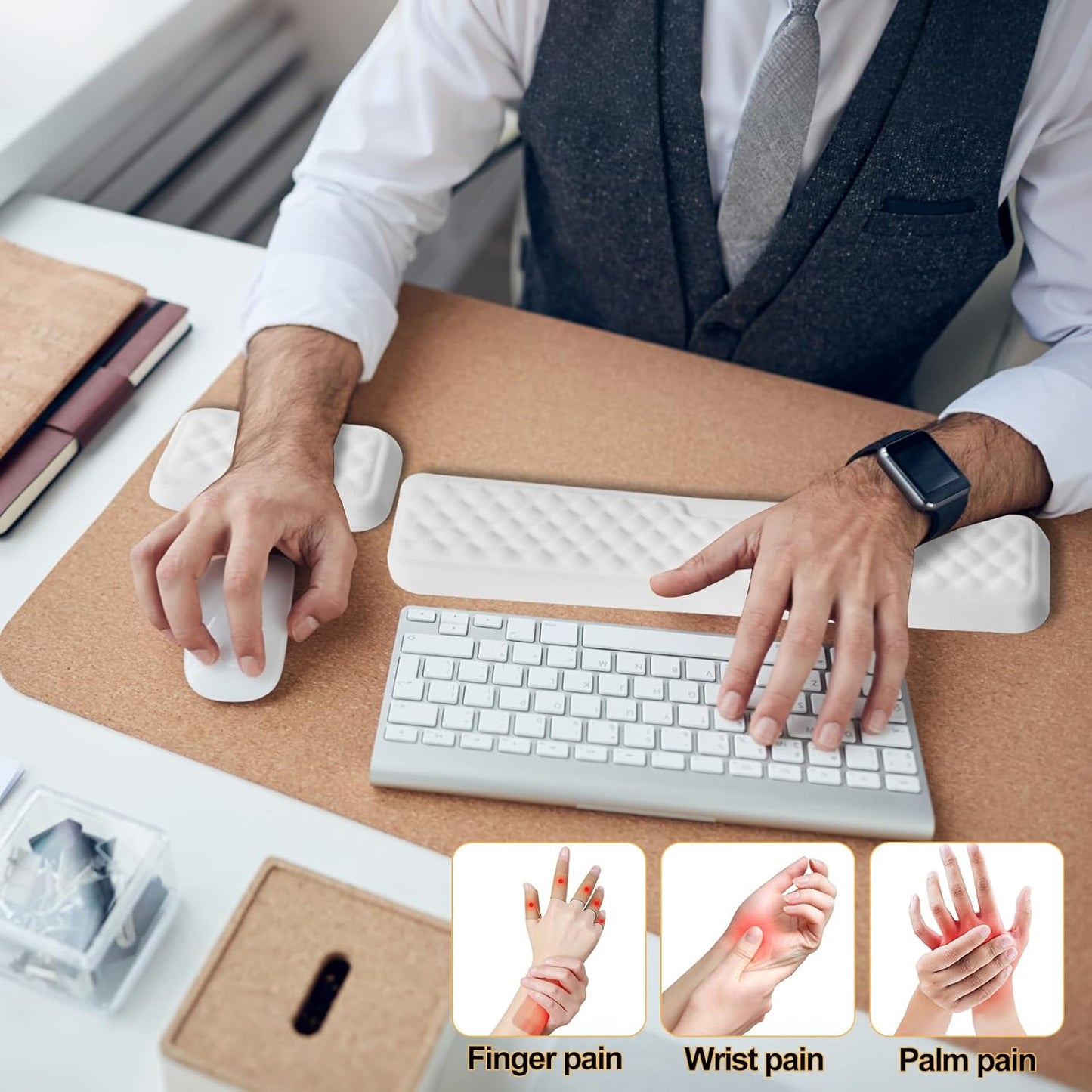 Keyboard Wrist Rest Mouse Wrist Support, Memory Foam Wrist Rest Pad for Computer Laptop, Ergonomic Wrist Cushion Support for Typing Pain Relief, Gaming Home Office, Purple