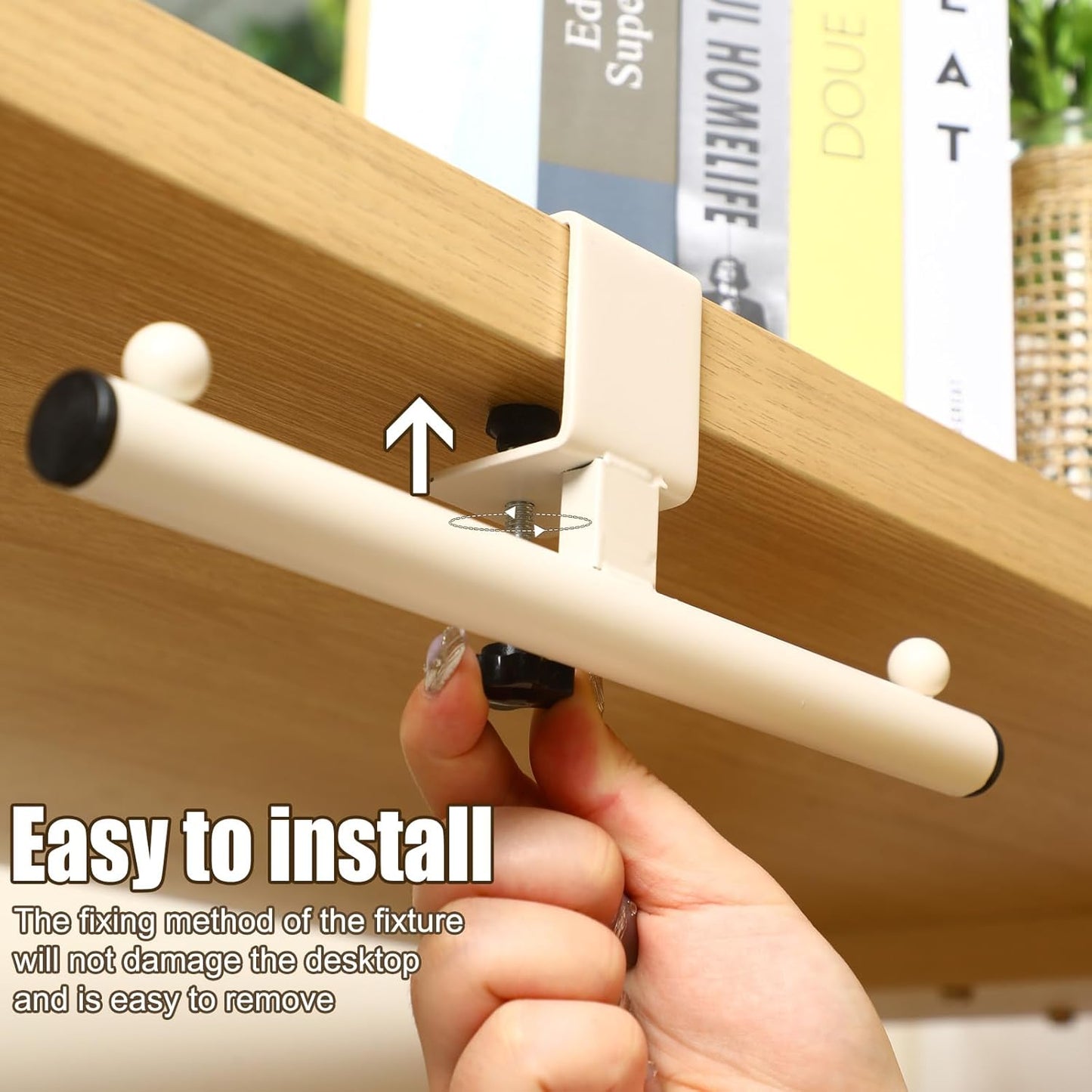 Geelin 1 Pcs White Heavy-Duty Bag Hook for Desk or Table Bag Hanger Backpack Holder Purse Hook Table Handbag Hanger Organizer Storage Under Desk for Office Classroom Dorm Accessories