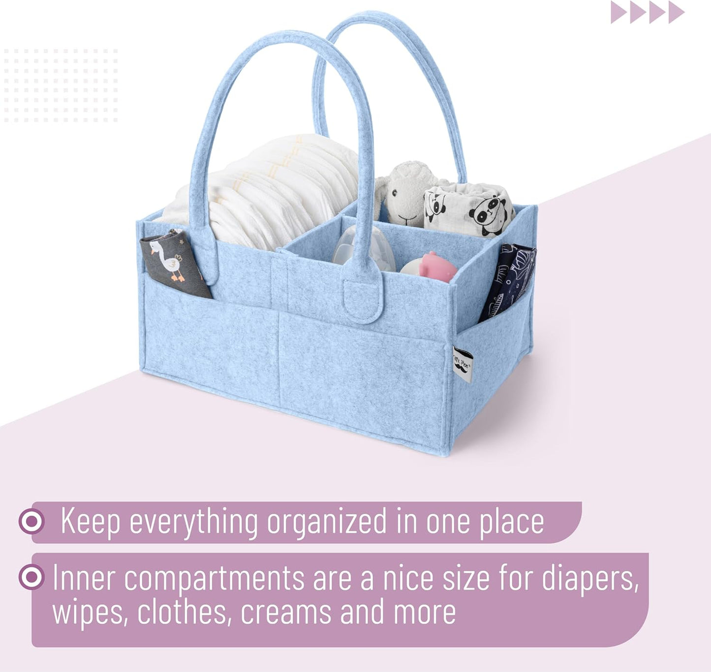 Mr. Pen- Baby Diaper Caddy Organizer, Gray, Medium, Nursery Storage Bin and Car Organizer for Diapers and Baby Wipes