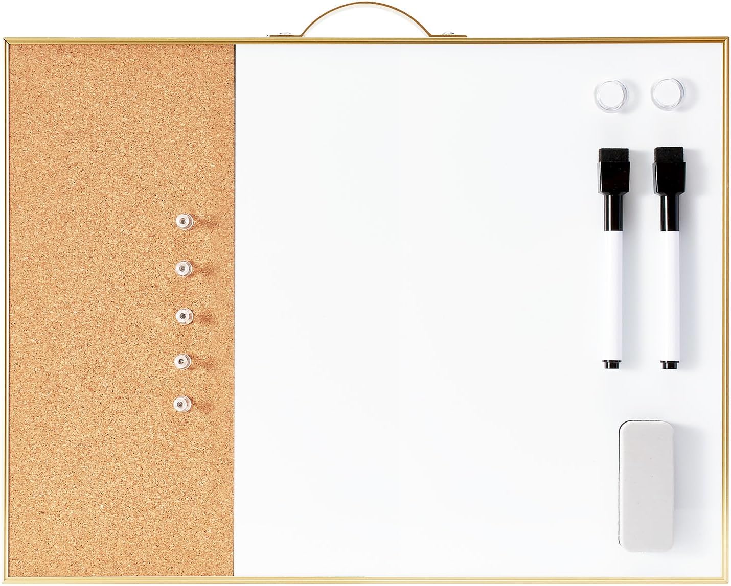 TSJ OFFICE Small Whiteboard Cork-Board - 16" X 12" Portable Aluminum Black Framed Magnetic Dry Erase Board, Small Bulletin Cork Board with Holder for Office, Home and School