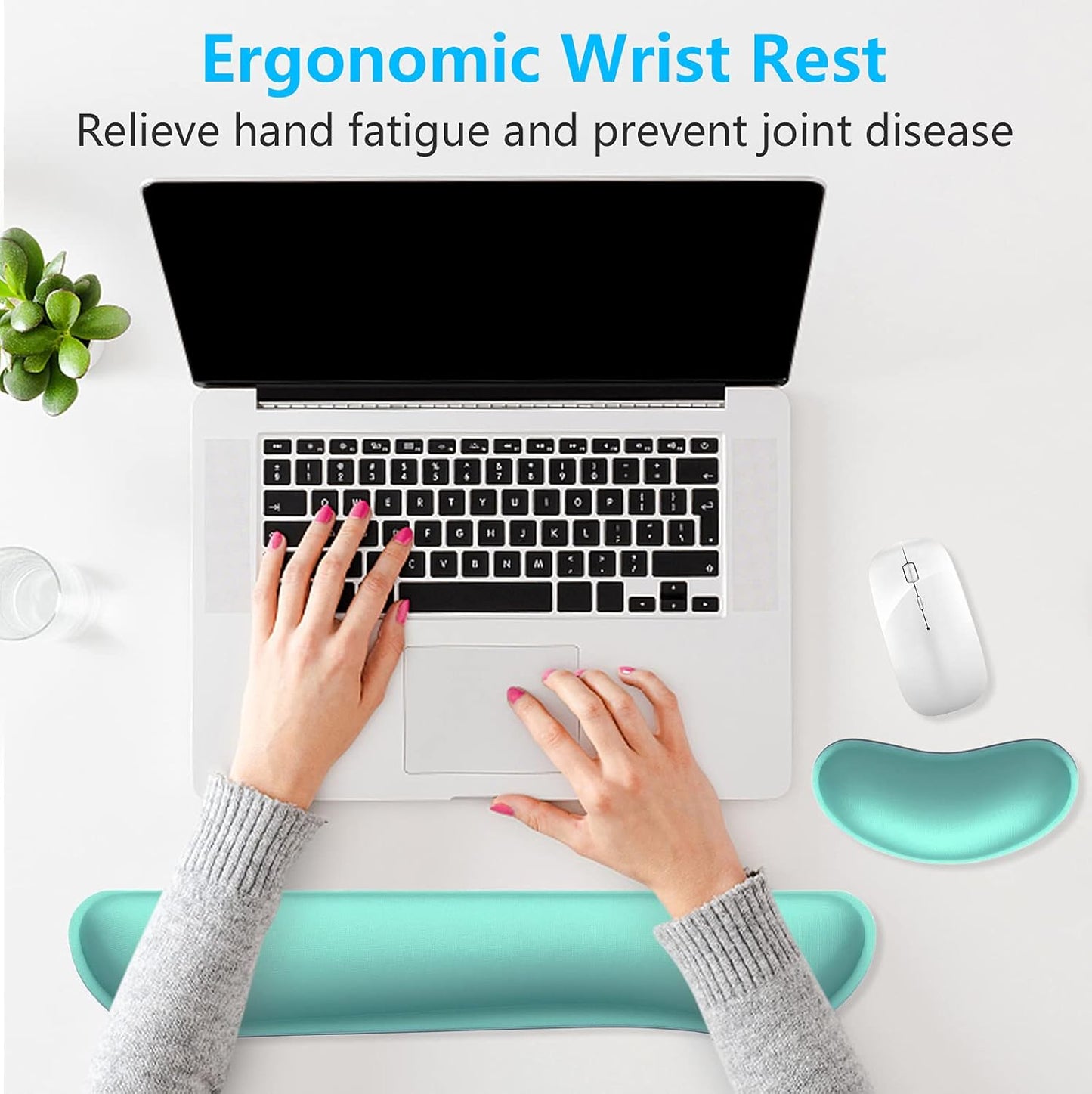 Dapesuom Enlarge Keyboard Wrist Rest, Memory Foam Keyboard Wrist Cushion for Computer Desk Mats Support, Pain Relief Ergonomic Mouse Pad Rests with Non-Slip Base for Gaming, Laptop, Radiant Orchid