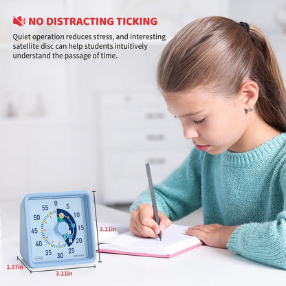 Secura 60-Minute Visual Timer for Kids, Time Clocks, Countdown Timer for Office Kitchen, Classroom Timer for Kids, Silent Time Management Tool (Navy Blue & Navy Blue)