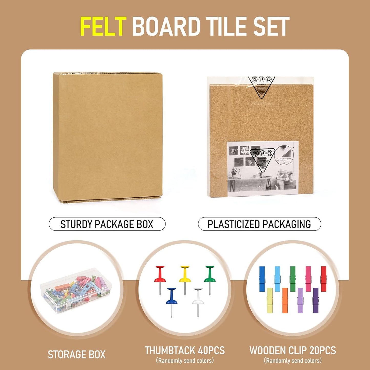 Cork Board Tiles - 4 Packs Adhesive Corkboards for Wall, Small Cork Board Squares Decorative for Office, School & Home