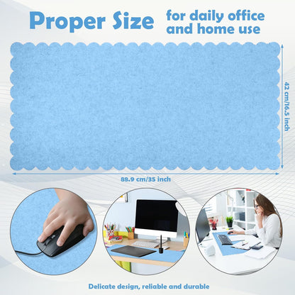 Copkim 35 x 16.5 Inch Felt Desk Mat with Scalloped Edges, Large Felt Mouse Pad Non Slip Scalloped Computer Laptop Desktop Pad for Keyboard and Mouse Home Office(Gray)