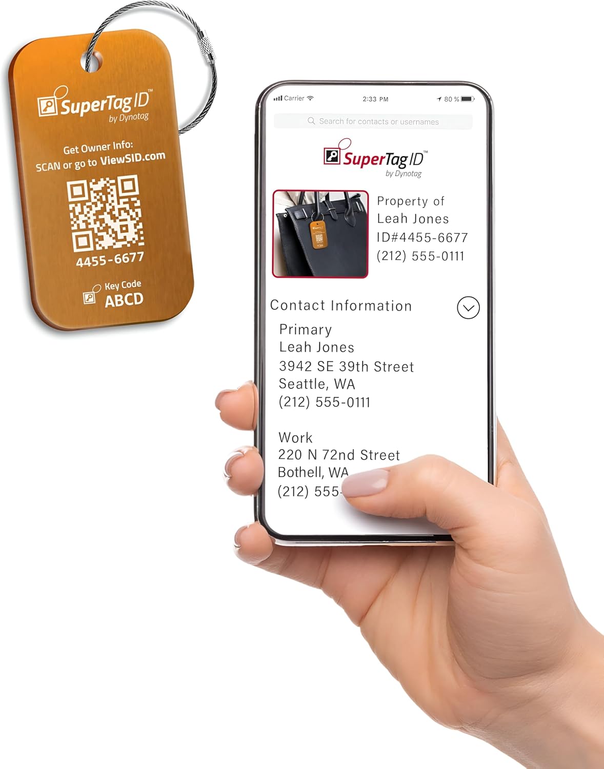 Dynotag® Sentry Series Solid Metal Web Enabled Smart Luggage Tag ID + Steel Loop, Anodized Aluminum with DynoIQ™ & Lifetime Recovery Service (Sapphire Blue)