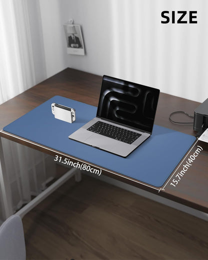 AFIING Desk Pad Protector 23.6" x 13.7" - Non-Slip Waterproof PU Leather Desk Mat for Mouse, Keyboard, Laptop, Office and Home Workspace (Beige)