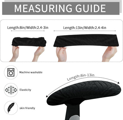 FORCHEER Office Chair Armrest Covers 12-15 Inch Velvet Elastic Black Arm Rest Covers for Desk Computer Chairs Washable
