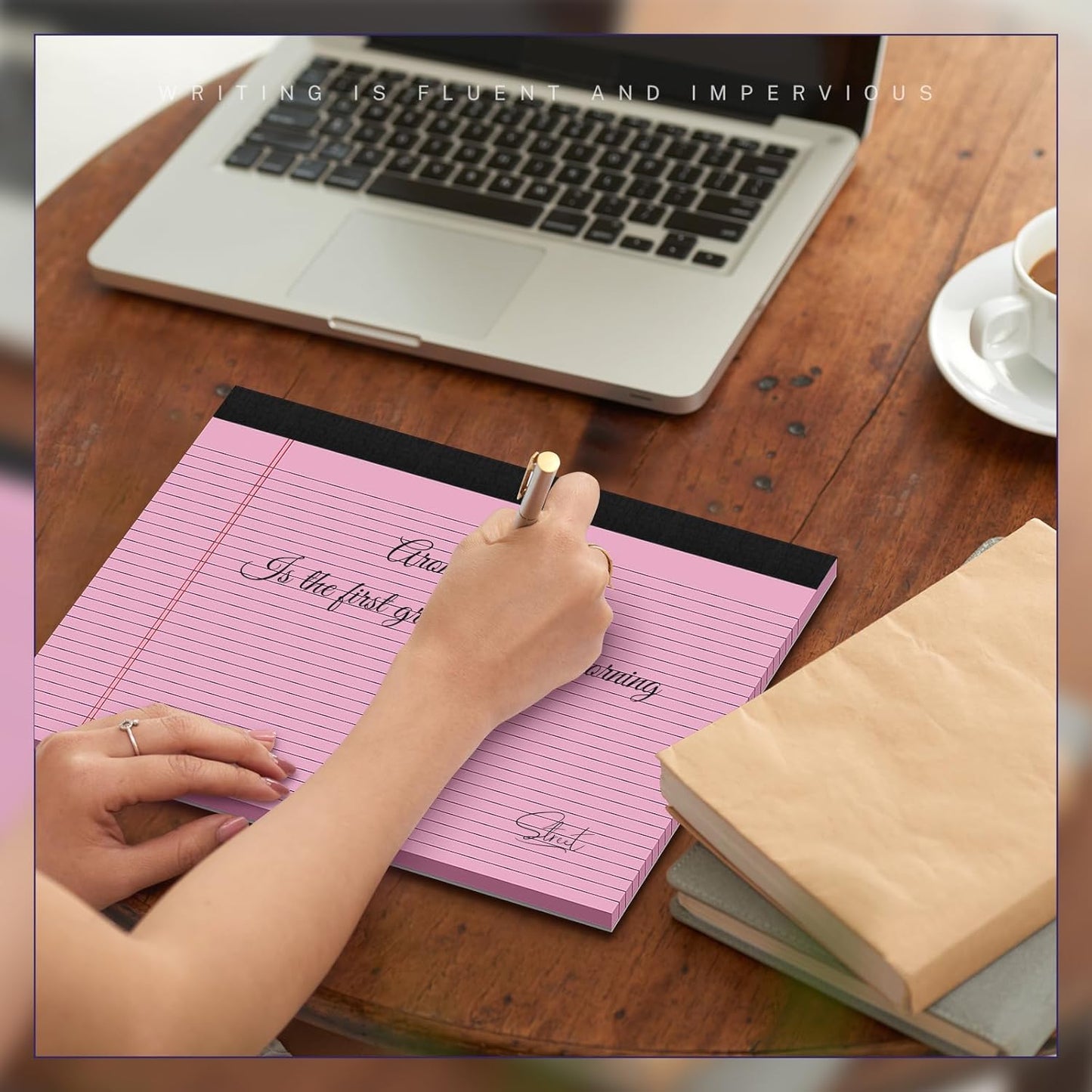5 Pack Wide Legal Pads 11" x 9.5" Landscape Pink Purple Blue Green Yellow College Ruled Note Pad Narrow Ruled 30 Sheets per Notepad Perforated Writing Paper Thick Backboard Horizontal Pads of Paper