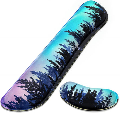 Dapesuom Enlarge Keyboard Wrist Rest, Memory Foam Wrist Cushion for Desk Mat Support, Cute Pain Relief Keyboard Mouse Pad Rests Set with Non-Slip Base for Gaming Laptop Office Computer, Elegant Flower