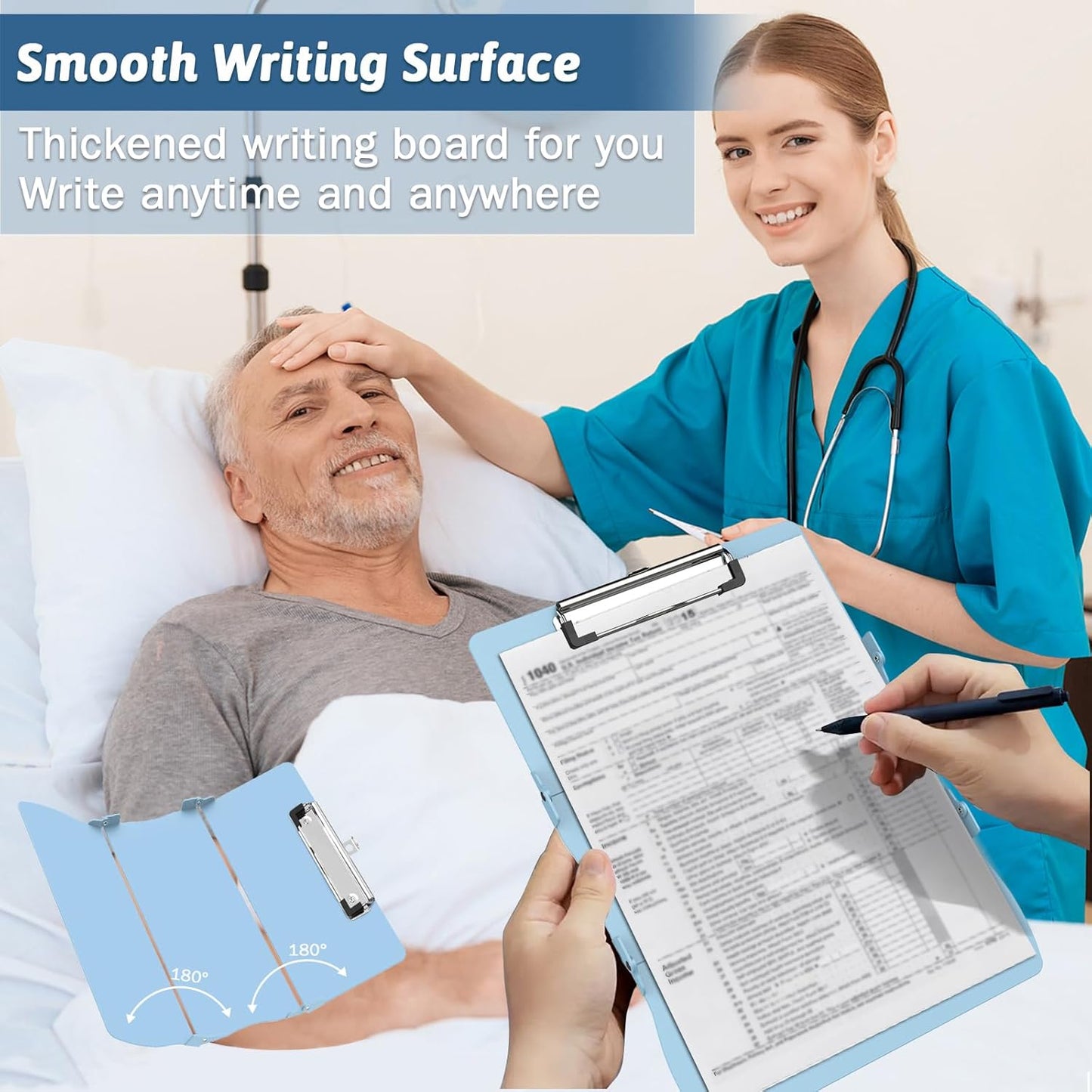 Clipboard Foldable Without Edition Cheat Sheets Aluminum 3 Layers Foldable Clipboards Pocket Size Profile Clip Clipboards Notepad for Students, Nurses,Contractor Trucker Driver
