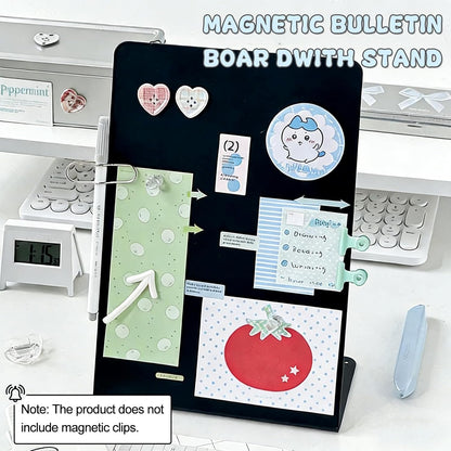 2 Pack Desk Magnetic Bulletin Board Metal Tabletop Memo Souvenir/Photos Display Board Magnet Display Stand for Home School Kitchen Office (2, White, ARC)