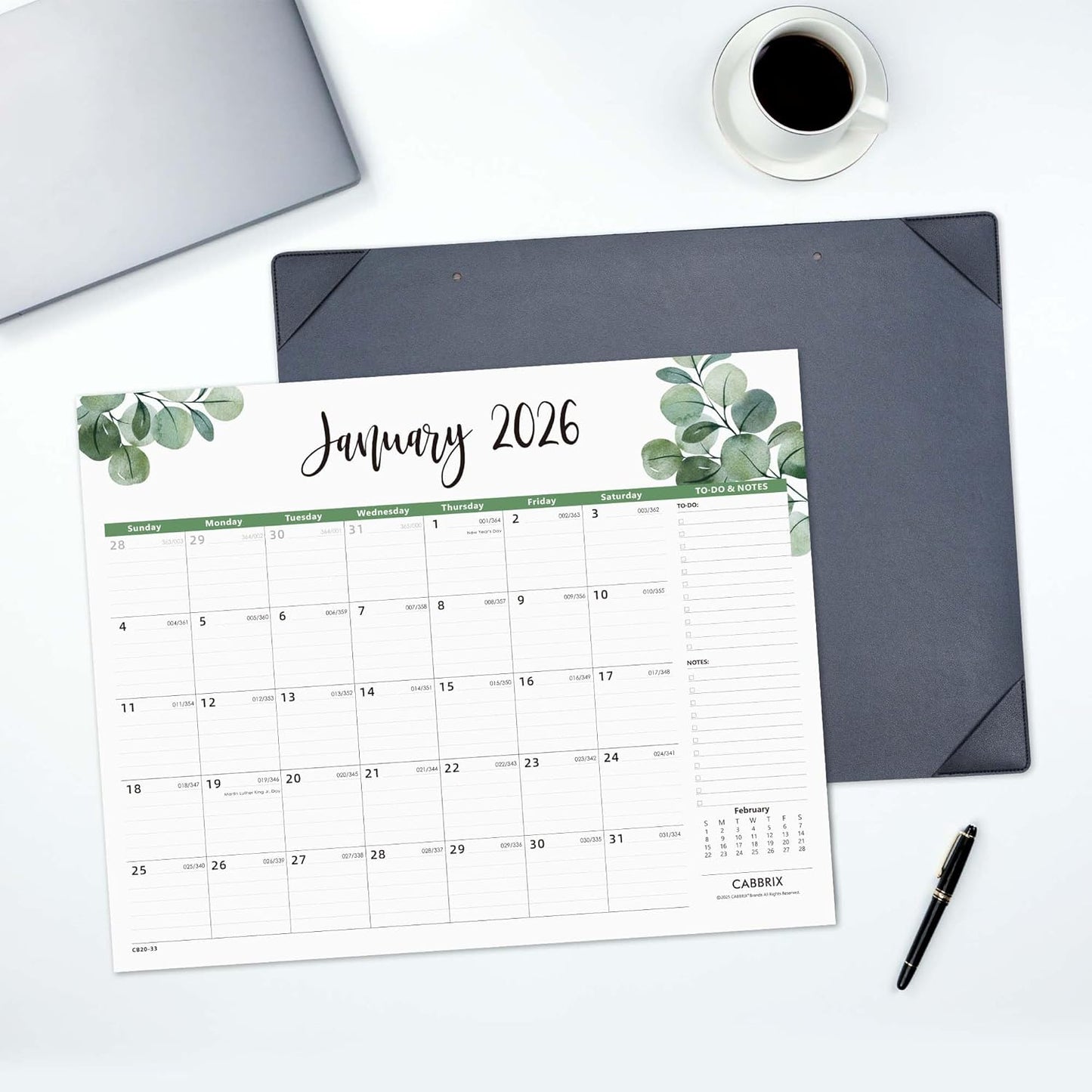 Large Desk Calendar 2026 with Desktop Mat, Cabbrix Desk Pad Calendar 22 x 17 Inch Covering January 2026 to June 2027, Desk Blotter Calendar 2026 for Home School and Office