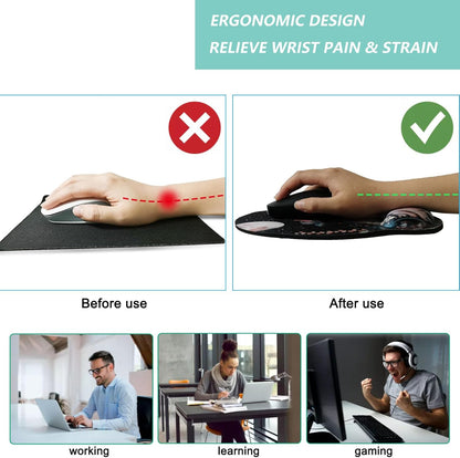 Mouse Pad with Wrist Support, Ergonomic Mouse Pad with Memory Foam Wrist Rest Cushion, Non-Slip Rubber Base Gaming Mice Pad for Home Office Computer Laptop, Flowers Grass