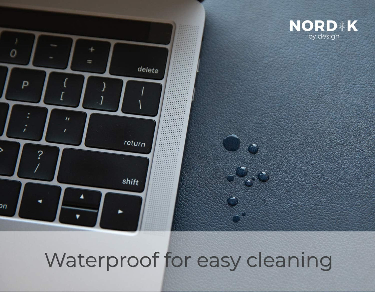 Nordik Leather Desk Mat Cable Organizer - Pebble Black 35 X 17 inch - Premium Mouse Mat - Felt Vegan Leather Desk Pad Protector - Desk Blotter Matt Keyboard - Large Desk Matt for Desktop Computer