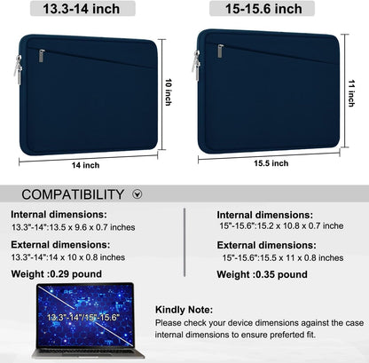 Laptop Sleeve 15.6 inch, Durable Computer Carrying Bag Protective Case Briefcase Handbag with Front Pocket, Slim Laptop Cover for 15-16 Inch HP, Dell, Lenovo, Asus, Notebook, Black