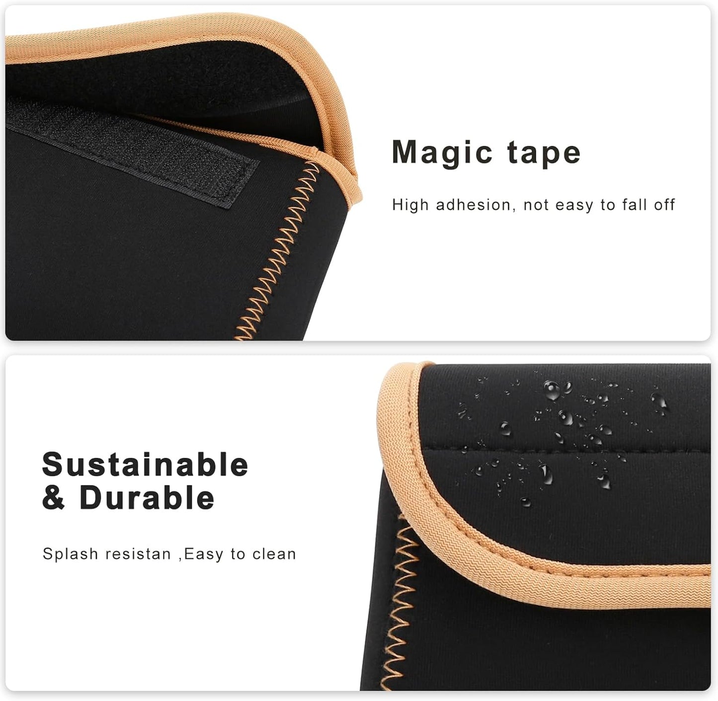 Small Neoprene Tech Pouch, Travel Cable Organiser Bag, Electronics Accessories Carry Storage Bags for MacBook Power Adapter, Power Bank, Wireless Mouse, Phone Charger, or Small Devices, Brown