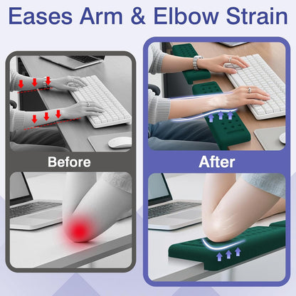 L-Shaped Desk Edge Cushion, 2 PCS Elbow Rest for Desk with Ergonomic Support, Memory Foam Elbow Pad & Arm Rest for Palm, Wrist & Forearm, Non-Slip & Separate Design, Office & Home, Black