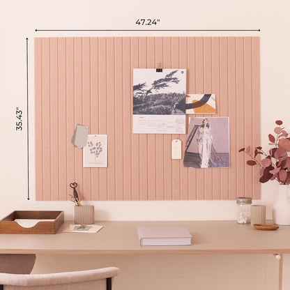 Large Felt Bulletin Board - Stylish Perfectly Sized 35" x 47" Cork Board Alternative for Office & Wall Decor – 12 Customizable Adhesive Tiles w/Golden Pins are Perfect to Display Your Photos
