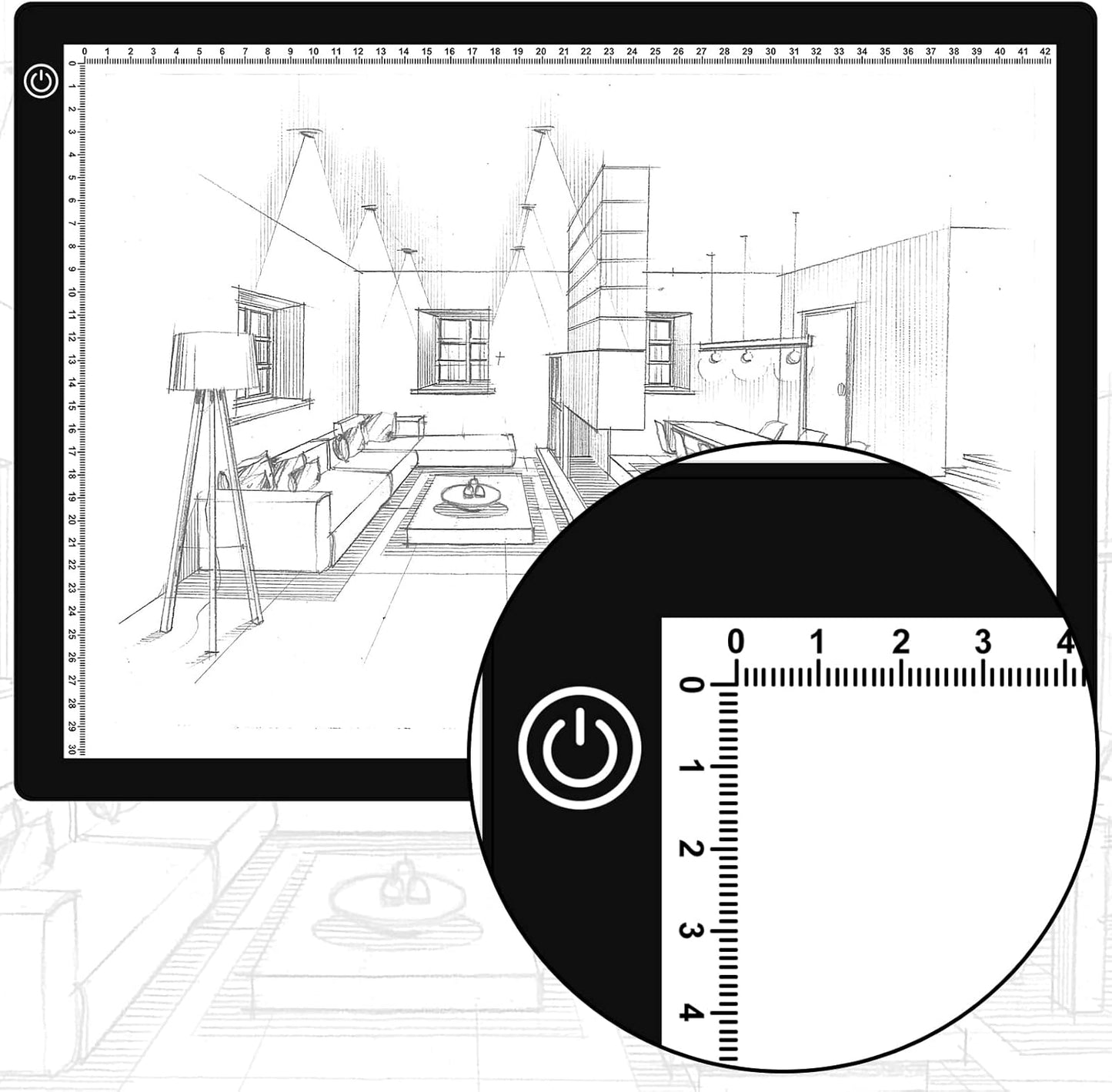 Big Sale ! A4 LED Light Box for Tracing, 60 LEDs Light Pad with Scale Ultra-Thin Continuously Brightness Adjustment USB LED Copy Board for Tracing, Tattoo Drawing or X-ray Viewing.