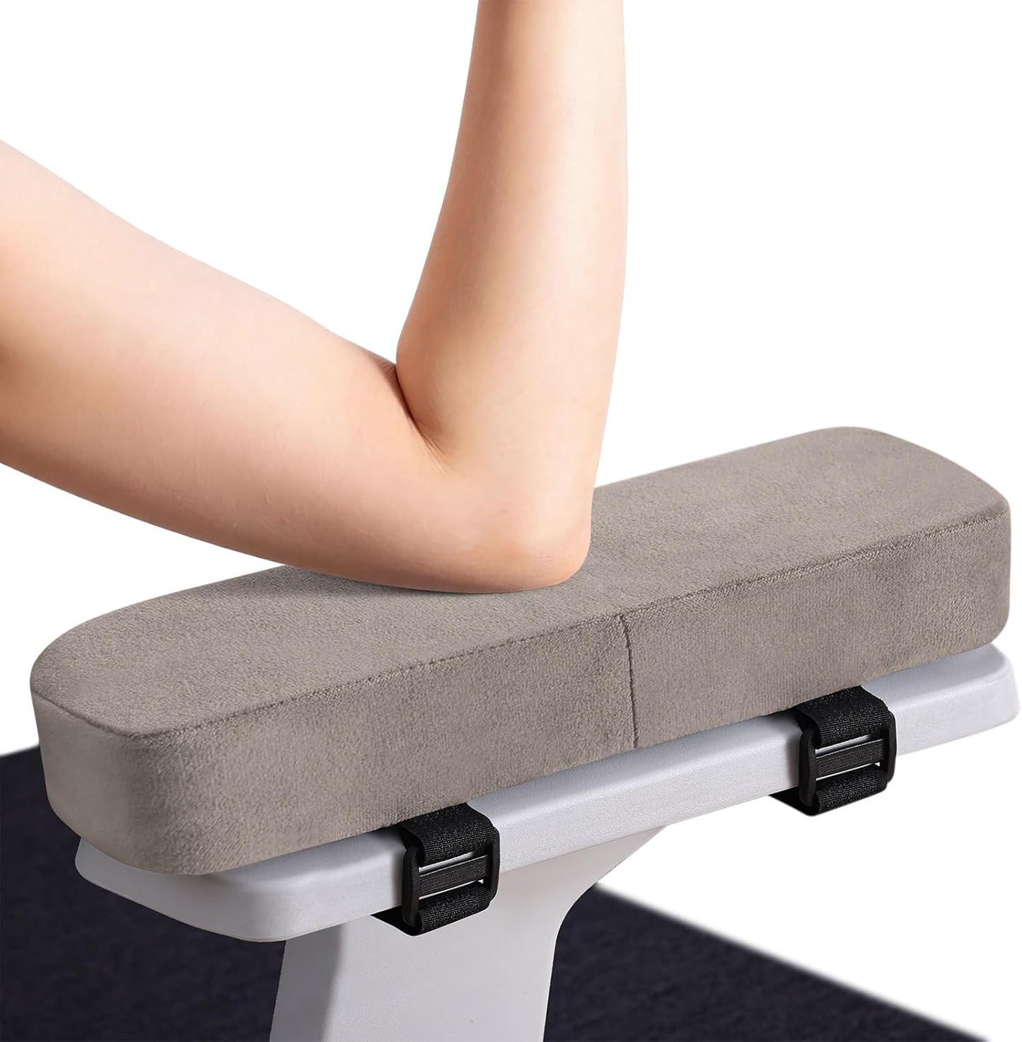 Smiry Ergonomic Office Chair Armrest Pads, Memory Foam Arm Rest Covers, Non-Slip Armrest Cushion with Adjustable Buckles and Straps, Elbow Relief for Desk, Gaming & Wheelchair (Black, Set of 2)