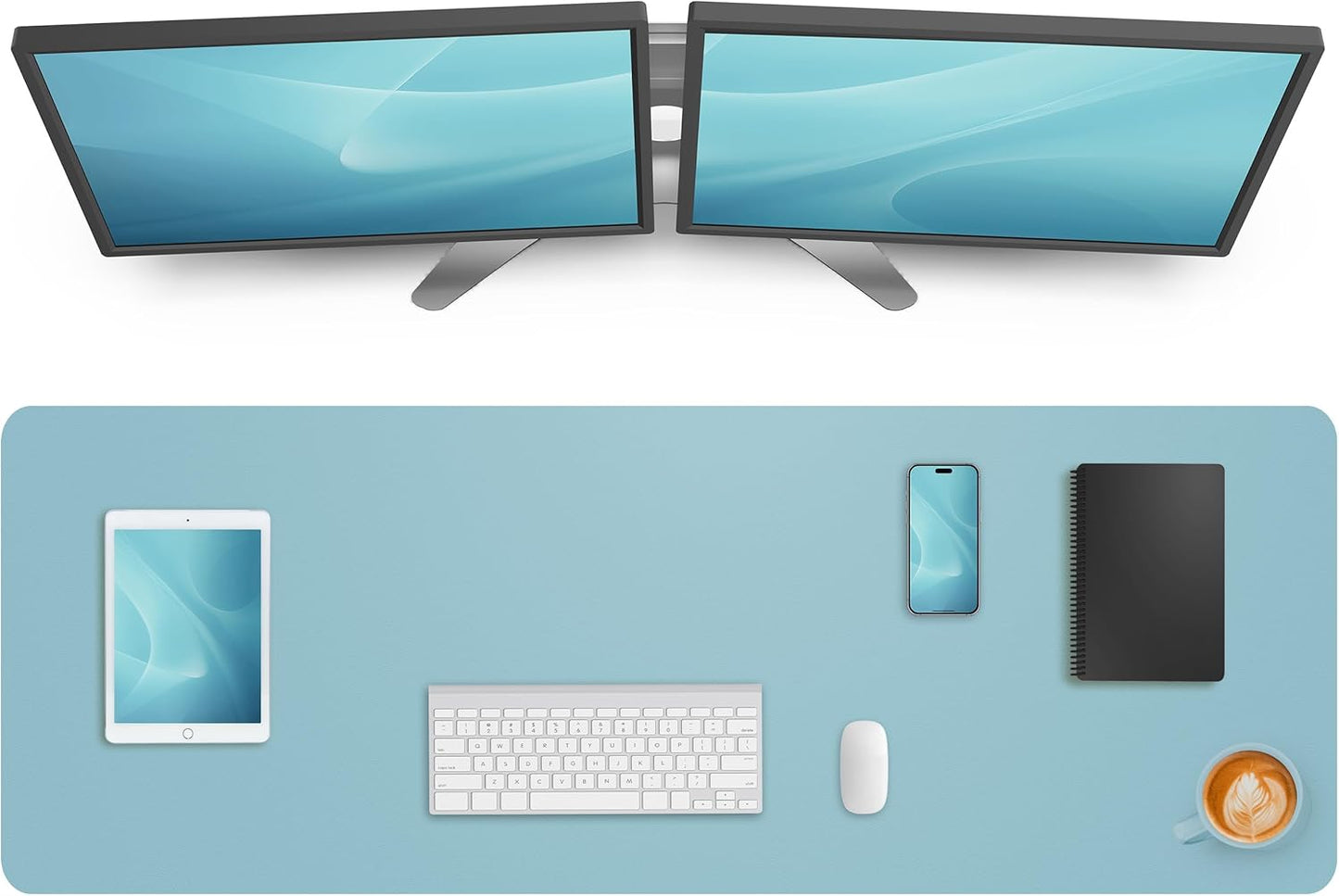 Large Desk pad mat,Mouse Pad,Office Desk Mat, Non-Slip PU Leather Desk Blotter,Large Desk pad,Waterproof Keyboard mat for Office/Home/Decor (Black,48" x 17")