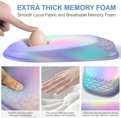Mouse Pad with Wrist Rest, Comfortable Keyboard Wrist Rest, Memory Foam Wrist Rest for Computer Keyboard, Ergonomic Mouse Pad Set for Easy Typing & Pain Relief for Office Black