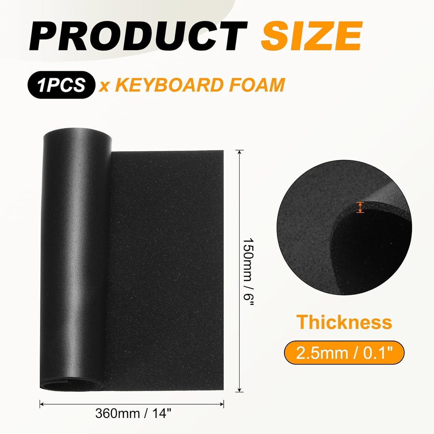 PATIKIL 5 x 17 x 0.1 Inch Keyboard Foam, Sound Dampening Foam Keyboard Modular Sponge for Hot Swap Mechanical Key Boards, Black