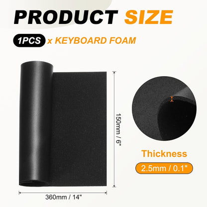 PATIKIL 5 x 17 x 0.1 Inch Keyboard Foam, Sound Dampening Foam Keyboard Modular Sponge for Hot Swap Mechanical Key Boards, Black