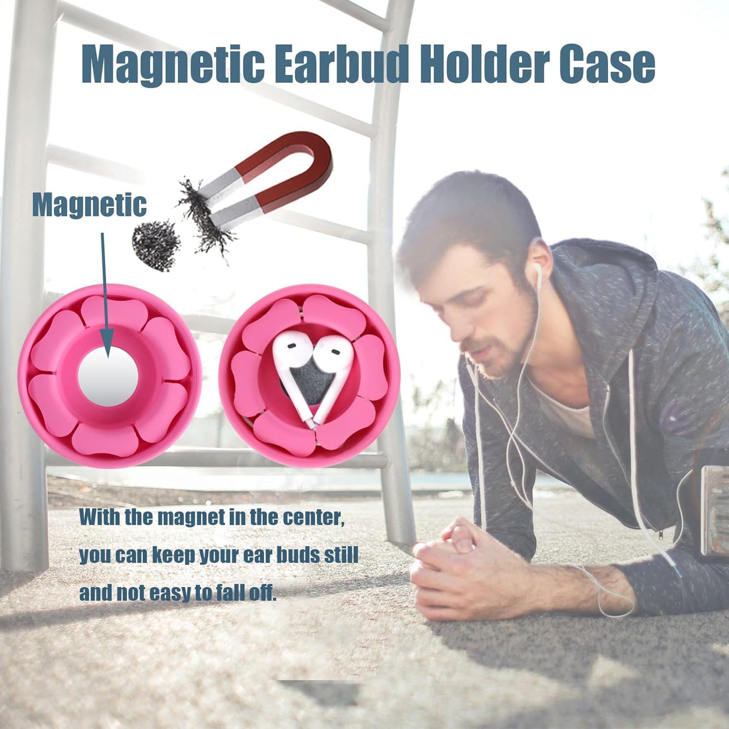 MAIRUI Wired Earbud Case Earphone Headphone Cord Organizer Earbuds Wrap Soft Silicone Magnetic Holder Storage Tangle Free Cable Winder(Red)