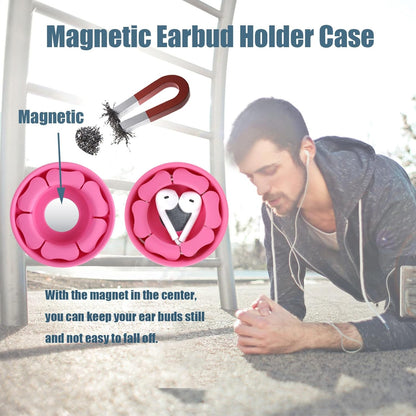 MAIRUI Wired Earbud Case Earphone Headphone Cord Organizer Earbuds Wrap Soft Silicone Magnetic Holder Storage Tangle Free Cable Winder(Red)