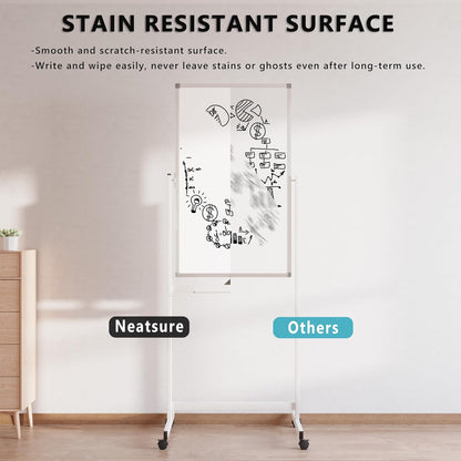 Large Whiteboard Easel with Stand, 36" x 24" Portable Standing Magnetic Dry Erase White Board, 3' x 2' Tripod Height Adjustable Flip Chart Easel for Home Office Classroom School, Silver