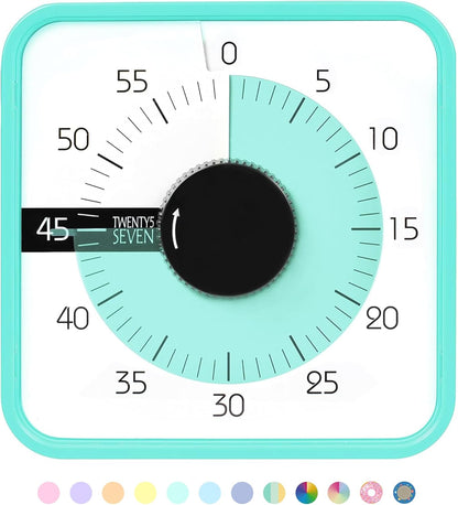 Visual Timer 7.5 inch; 60 Minute 1 Hour Countdown Timer for Kids Classroom Teaching Tool Home Office Meeting, Mechanical Countdown Clock for Exam Time Management Magnetic, Sky Blue with Colorful Disc