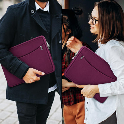 Laptop Sleeve Case 14 inch, Shockproof Protective Laptop Cover Briefcase Carrying Computer Bag with Accessory Pocket Portable Computer Sleeve for 14" MacBook, HP, Dell, Lenovo, Acer, Black