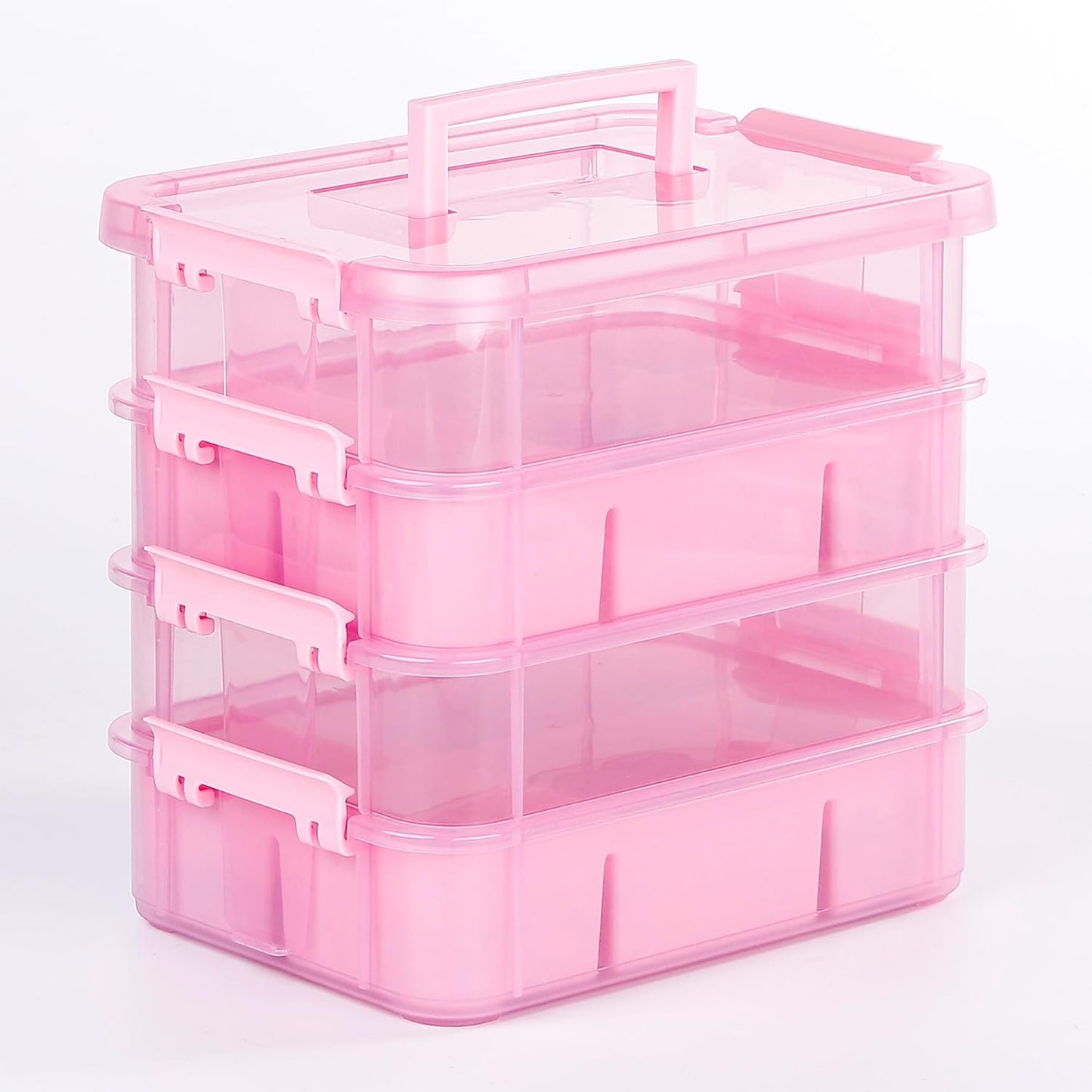 CraftGenes Art Supply Storage Organizer with 2 Removable Trays, 4-Layer 10QT Durable Craft Organizers and Storage for Sewing, Tool, Office Supplies, Art, Craft Supplies