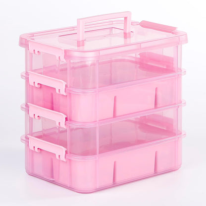 CraftGenes Art Supply Storage Organizer with 2 Removable Trays, 4-Layer 10QT Durable Craft Organizers and Storage for Sewing, Tool, Office Supplies, Art, Craft Supplies