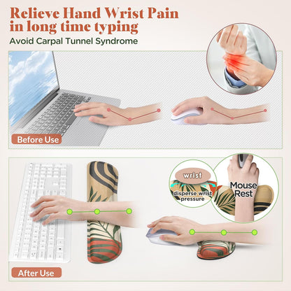 Gimars Upgrade Enlarge Silky and Superfine Fabric Gel Memory Foam Keyboard Wrist Rest Set, Ergonomic Keyboard Mouse Wrist Support for Typing Pain Relief, Comfort for Office, Gaming, Computer, Black