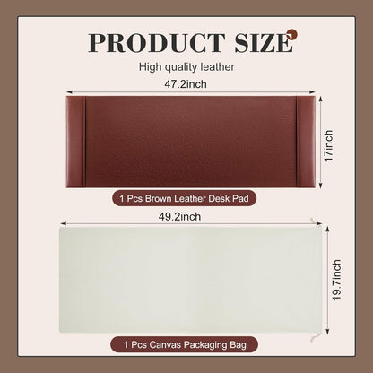 30 x 18 Inch Leather Desk Pad Protector with Side Rails, Executive Office Desk Mat for Home Workspace, Writing Surface, Mouse & Keyboard Pad, Elegant Gift for Men Dad Husband (Brown)