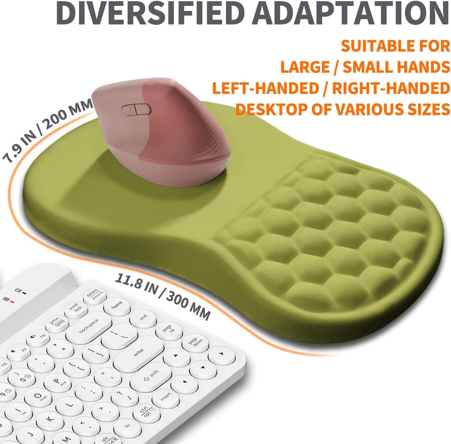 Ergonomic Joint Wrist Support Mouse Pad with Memory Foam Cushion Massage Bump, Carpal Tunnel Pain Relief Mousepad Slope Design for Wrist Rest, 11.8x7.9 in, Black