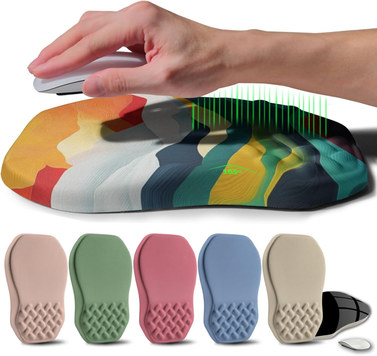 Ergonomic Raised Mouse Pad Wrist Support with Bilateral Slope Memory Foam Mousepad for Wrist Rest and Carpal Tunnel Pain Relief 11.8x7.9〃 Black