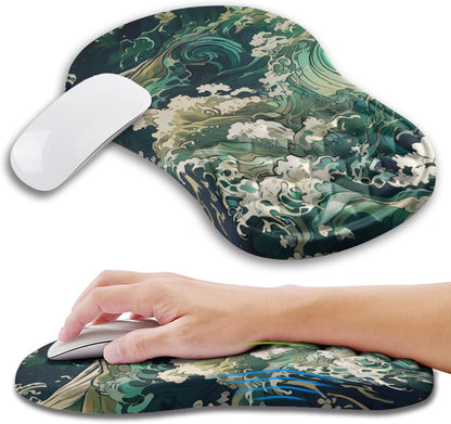 Ergonomic Mouse Pad Wrist Support with Memory Foam Massage Bulge, Carpal Tunnel Pain Relief Mousepad Wrist Rest for Mouse(12x8 inch, Silver Gray Light Purple)
