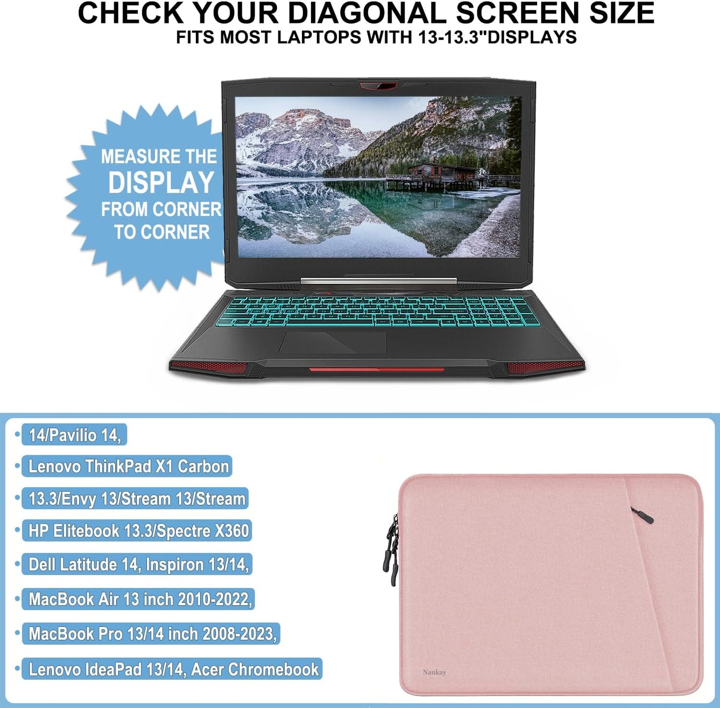 Laptop Sleeve Case 13.3 inch, Shockproof Protective Computer Cover with Accessories Pocket, Portable Laptop Bag Compatible with MacBook Air/Pro 13-13.3 inch, Compatible for MacBook Pro 14 inch, Black | Shockproof
