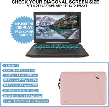 Laptop Sleeve Case 13.3 inch, Shockproof Protective Computer Cover with Accessories Pocket, Portable Laptop Bag Compatible with MacBook Air/Pro 13-13.3 inch, Compatible for MacBook Pro 14 inch, Black | Shockproof