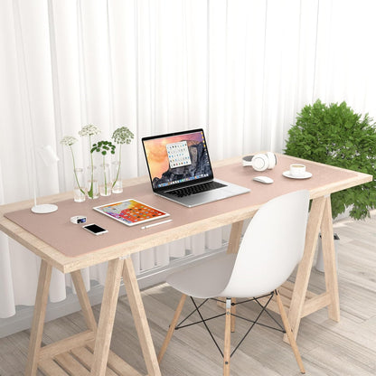 Hsurbtra Desk Pad, 23.6" x 13.8" PU Leather Desk Mat, M Extended Mouse Pad, Waterproof Desktop Blotter Protector, Non-Slip Ultra Thin Small Laptop Keyboard Writing Mat for Office Home, Pink