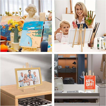ESRICH 24 Pack 11.8" Wood Easels,Tabletop Easel for Painting,Painting Party, Displaying Canvases, Kids Student Table School Desktop, Portable Canvas Photo Picture Sign Holder