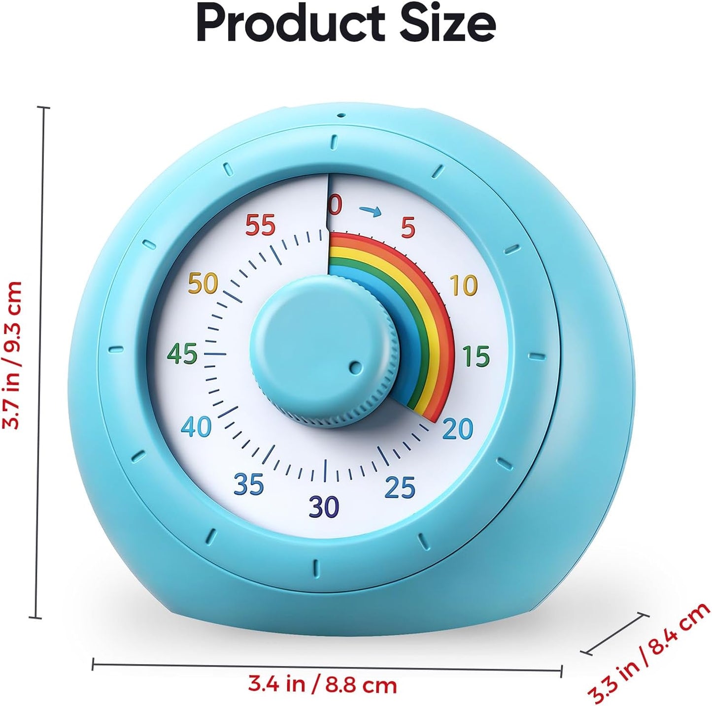 Visual Timer for Kids, 60-Minute Silent Countdown for Classroom, Home, Office, Kitchen, Rainbow Pattern Desk Timer, Time Management Tools with Silent Operation, Pomodoro Timer (Green)