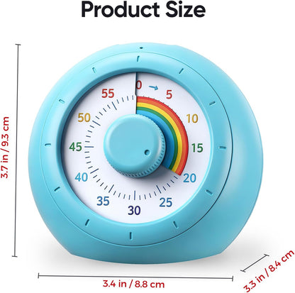 Visual Timer for Kids, 60-Minute Silent Countdown for Classroom, Home, Office, Kitchen, Rainbow Pattern Desk Timer, Time Management Tools with Silent Operation, Pomodoro Timer (Green)