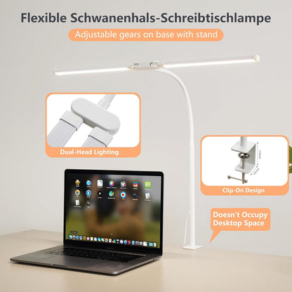 LED Desk Lamp for Office Home, Adjustable Flexible Eye-Caring Desk Light with,5 Modes 10 Brightness Adjustment, USB Adapter Desk Lamp with Clamp-MINI-B